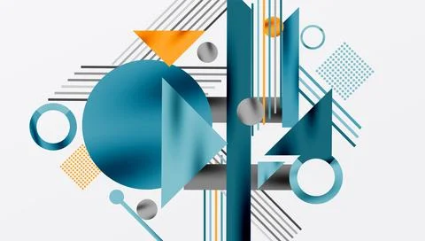 Abstract geometric composition. Shapes overlap, creating dynamic visual effect. Stock Illustration