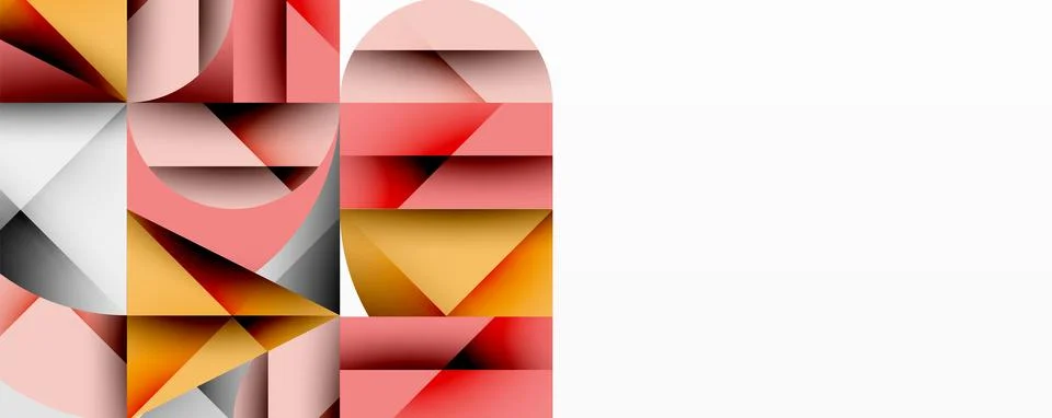 Abstract geometric composition. Shapes overlap, creating layered visual effect. Illustrazione stock