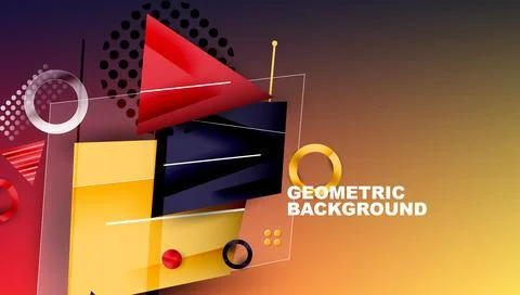 Abstract geometric composition. Shapes overlap, creating dynamic visual effect. 库存插图