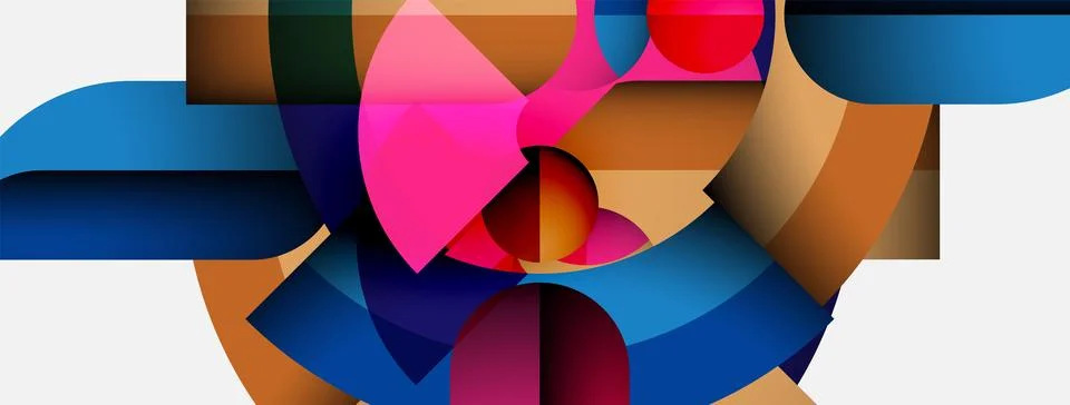 Abstract geometric composition. Shapes overlap, creating vibrant color contrasts Stock Illustration
