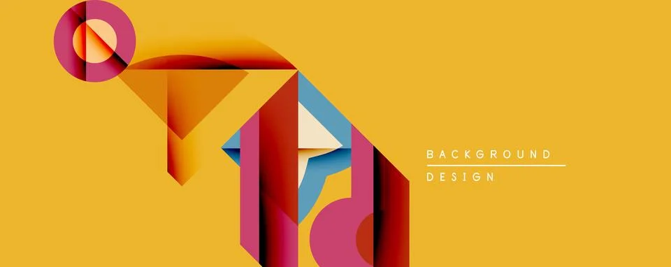 Abstract geometric composition. Shapes overlap, creating dynamic visual effect. Illustrazione stock