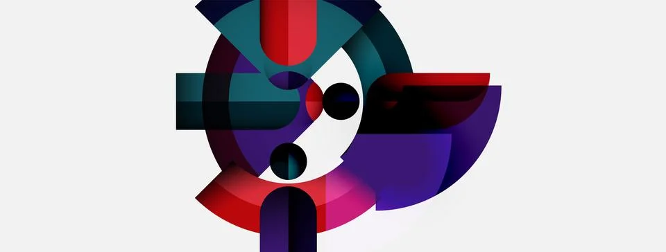 Abstract geometric composition. Shapes overlap, creating dynamic visual interest Stock Illustration