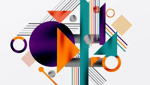 Abstract geometric composition. Shapes overlap, creating dynamic visual interest 스톡 일러스트