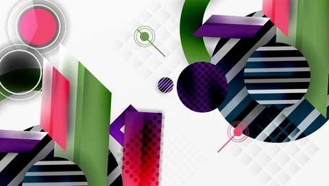 Abstract geometric composition. Shapes overlap, creating dynamic visual effect. Stockillustratie