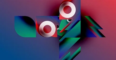 Abstract geometric composition. Shapes overlap, creating vibrant color gradients Stock Illustration