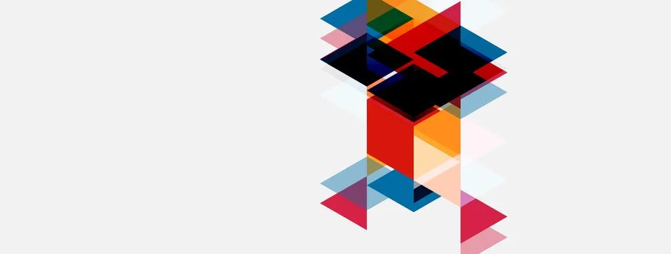 Abstract geometric composition. Squares, rectangles overlap creating dynamic Stock Illustration