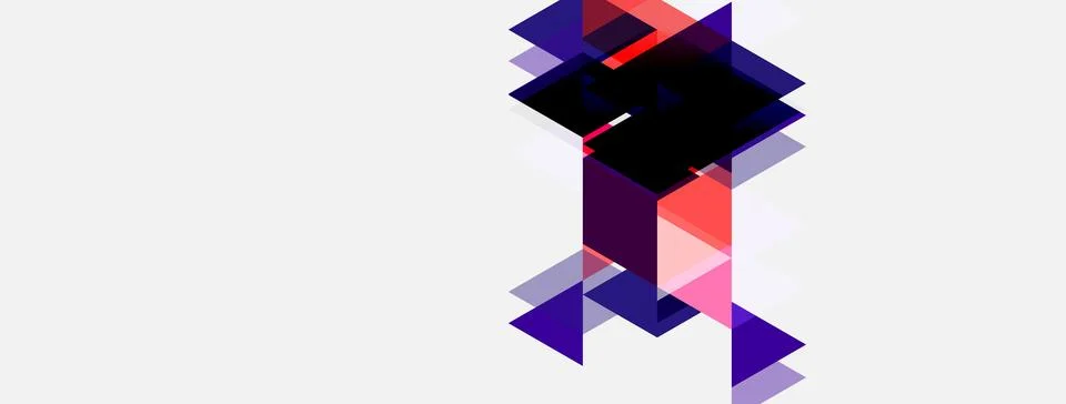 Abstract geometric composition. Squares, rectangles overlap creating dynamic Stock Illustration