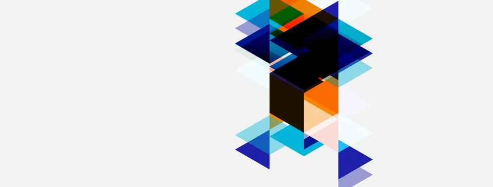 Abstract geometric composition. Squares, rectangles overlap creating dynamic Illustrazione stock