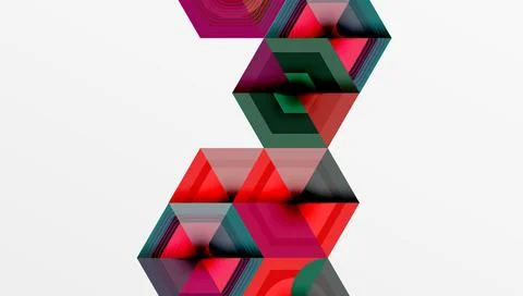 Abstract geometric composition. Stacked cubes create optical illusion, vibrant Stock Illustration