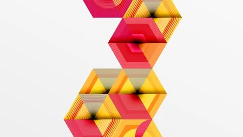 Abstract geometric composition. Stacked hexagonal shapes create zigzag pattern. Illustrazione stock