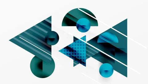 Abstract geometric composition. Teal shapes overlap, creating dynamic visual 스톡 일러스트