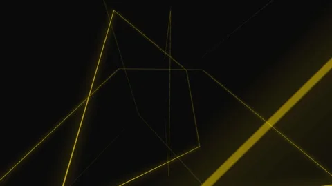 Abstract geometric composition of thin golden laser lines on black background Video stock 335118235