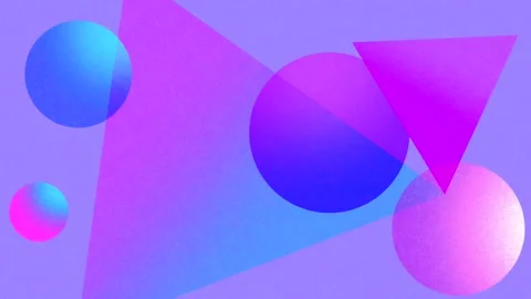 Abstract geometric composition with translucent circles and triangles in blue Stock Footage 301520340