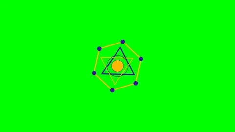 Abstract geometric composition with triangles and a central golden circle Stock Footage 340266866