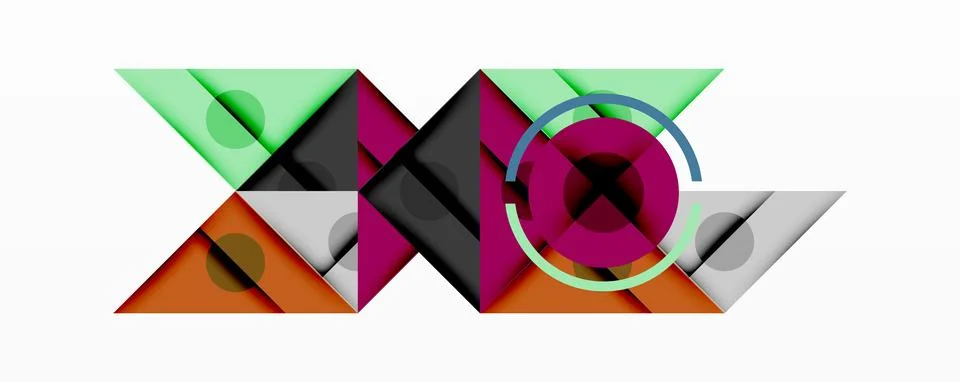 Abstract geometric composition. Triangles, circles intersect. Vibrant colors Stock Illustration