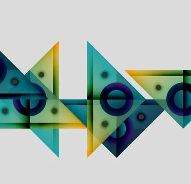 Abstract geometric composition. Triangles, circles overlap creating vibrant 库存插图