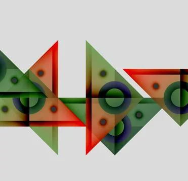 Abstract geometric composition. Triangles, circles overlap creating complex Stock Illustration