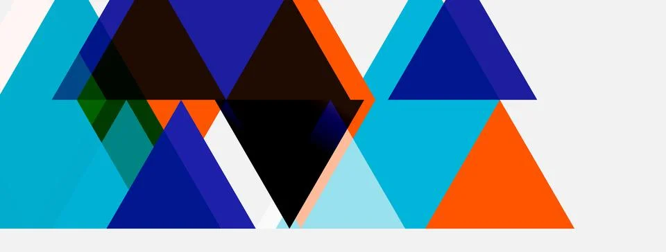 Abstract geometric composition. Triangles overlap, creating dynamic visual Illustrazione stock