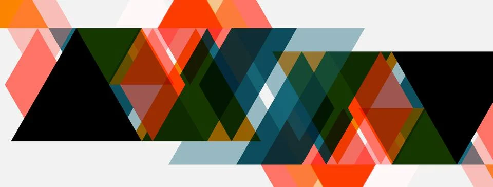 Abstract geometric composition. Triangles overlap, creating dynamic colorful Illustrazione stock