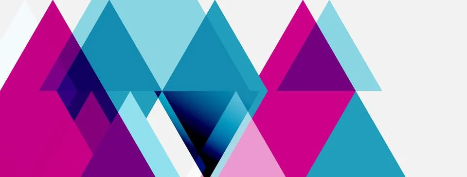 Abstract geometric composition. Triangles overlap, creating vibrant color Illustrazione stock
