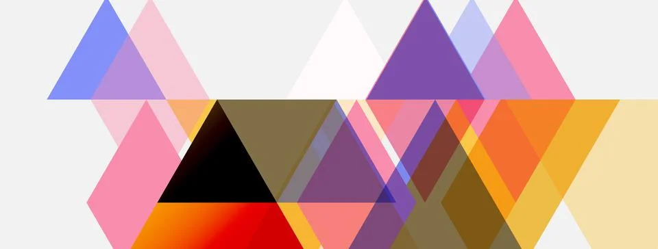 Abstract geometric composition. Triangles overlap, creating vibrant color 스톡 일러스트