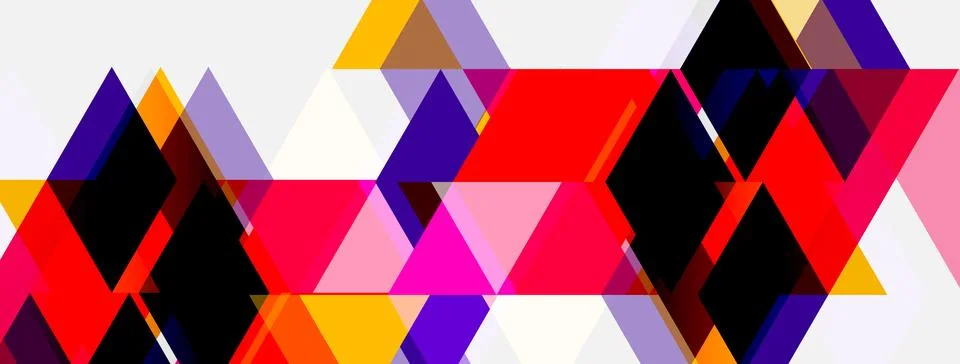 Abstract geometric composition. Triangles, rectangles overlap creating vibran 스톡 일러스트