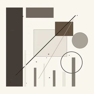 Abstract geometric composition with various shapes lines and circles in ear.. Illustrazione stock