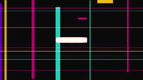 Abstract geometric composition with vertical purple and yellow bars and hor.. Stock Footage 335442134