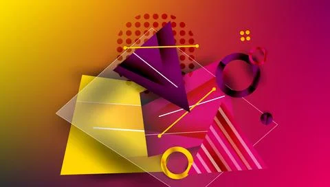 Abstract geometric composition. Vibrant colors blend, creating dynamic shapes. 스톡 일러스트