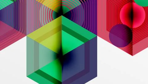 Abstract geometric composition. Vibrant colors, lines create complex shapes. Stock-Illustration