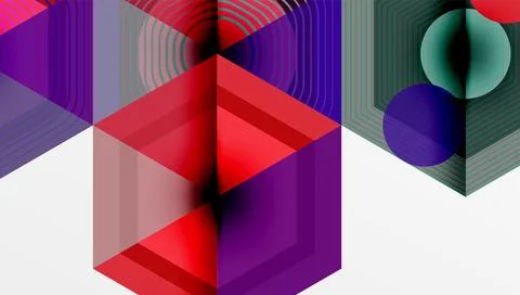 Abstract geometric composition. Vibrant colors blend within layered triangular イラスト素材
