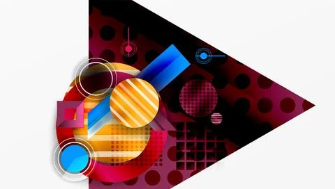 Abstract geometric composition. Vibrant colors, overlapping shapes create Stock Illustration