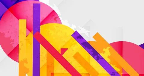 Abstract geometric composition. Vibrant colors overlap, creating dynamic visual Illustrazione stock