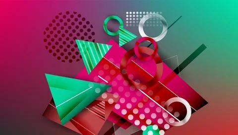 Abstract geometric composition. Vibrant colors blend, creating dynamic visual Stock-Illustration