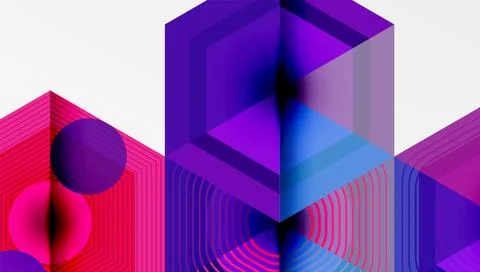 Abstract geometric composition. Vibrant colors, layered shapes create dynamic Stock-Illustration