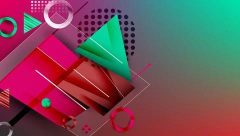 Abstract geometric composition. Vibrant colors blend, creating dynamic visual Stock-Illustration