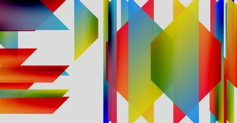 Abstract geometric composition. Vibrant colors blend, creating dynamic shapes. Illustrazione stock