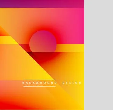 Abstract geometric composition. Vibrant gradients, shapes overlap creating Stock Illustration