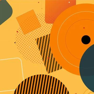 Abstract geometric composition with vibrant orange shapes and retro design .. Stock Illustration