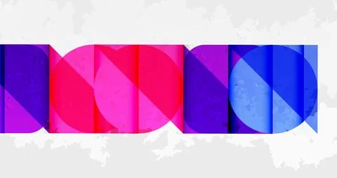 Abstract geometric composition. Vibrant pink, purple, blue hues intersect. Stock Illustration