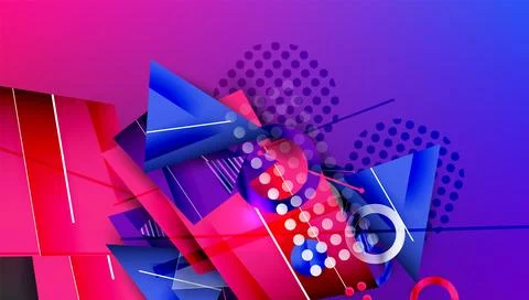 Abstract geometric composition. Vibrant pinks, blues create dynamic visual Stock-Illustration