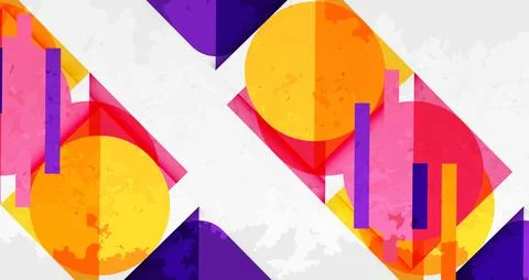 Abstract geometric composition. Vibrant shapes overlap, creating dynamic visual Stock Illustration