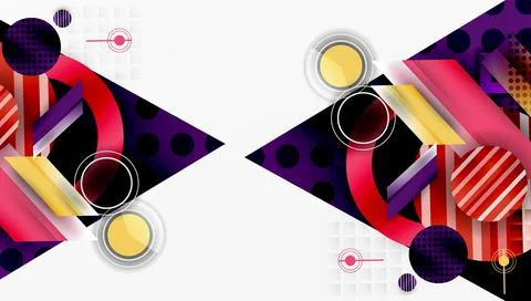 Abstract geometric composition. Vibrant shapes intersect, creating dynamic 스톡 일러스트