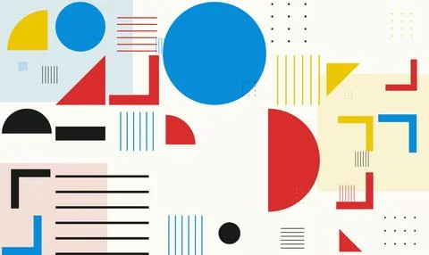 Abstract geometric composition with vibrant shapes and lines perfect for co.. Stock Illustration