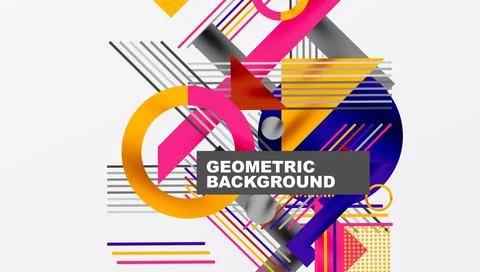 Abstract geometric composition. Vivid colors intersect, creating dynamic visual Stock Illustration