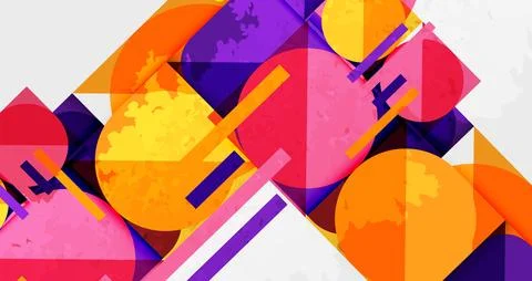 Abstract geometric composition. Vivid colors overlap, creating dynamic visual イラスト素材