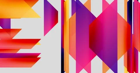 Abstract geometric composition. Vivid colors blend, creating dynamic shapes. 库存插图