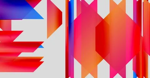 Abstract geometric composition. Vivid colors blend, creating dynamic visual Stock Illustration
