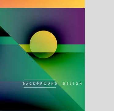 Abstract geometric composition. Vivid colors blend, creating dynamic visual Stock Illustration