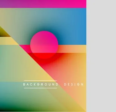Abstract geometric composition. Vivid colors blend, creating dynamic visual Stock Illustration